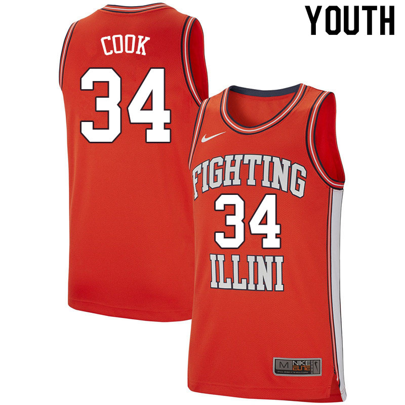 Youth #34 Brian Cook Illinois Fighting Illini College Basketball Jerseys Sale-Retro